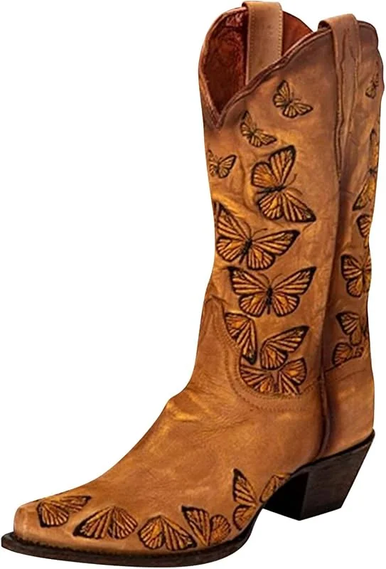 Stiefel Schuhe Frauen Mode Casual Square Heels Langer Knöchel Slip On — Heizkleidung