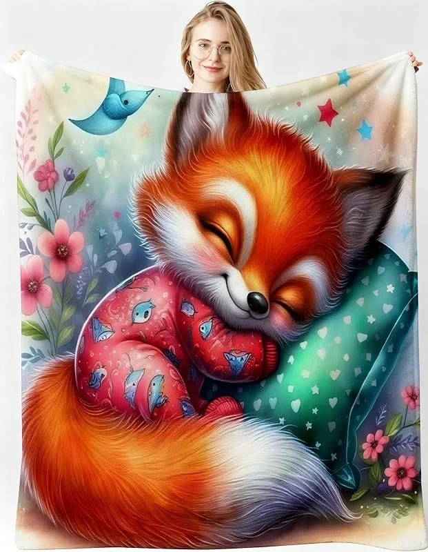 Kuscheldecke XXL 220x240 cm Schlafender Fuchs für Doppelbett-B216 — Heizung Warmepumpe