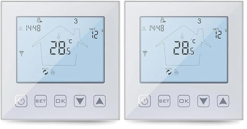 KETOTEK Smart Thermostat Fussbodenheizung Wasser 3A 230V WLAN Kompatibel mit Alexa, Raumthermostat Fußbodenheizung WiFi Programmierbar Unterputz Weiß mit Tuya, Smart Life APP (Packung mit 2) — Heizung Warmepumpe