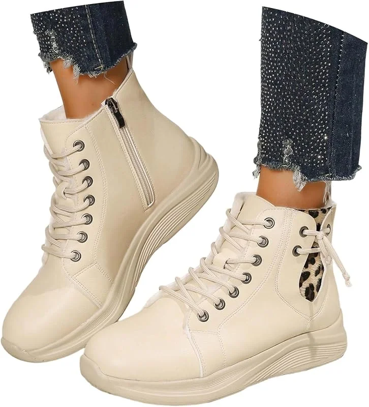 Generisch Winterstiefel Damen Gefüttert Schneestiefel Wasserdicht Winterboots Stiefeletten mit Schnürung und Reißverschluss Winterschuhe Rutschfest Warme Sneaker Schneeboots — Heizkleidung