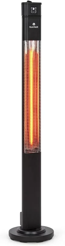 blumfeldt Heat Guru Plus Standheizstrahler - Stand Heizstrahler mit 2000 W Leistung, 3 Heizstufen, Infrarotstrahler mit Timer, 60° Oszillation, Carbon-Heizelement, Fernbedienung, Edelstahl, Schwarz — Heizung Warmepumpe
