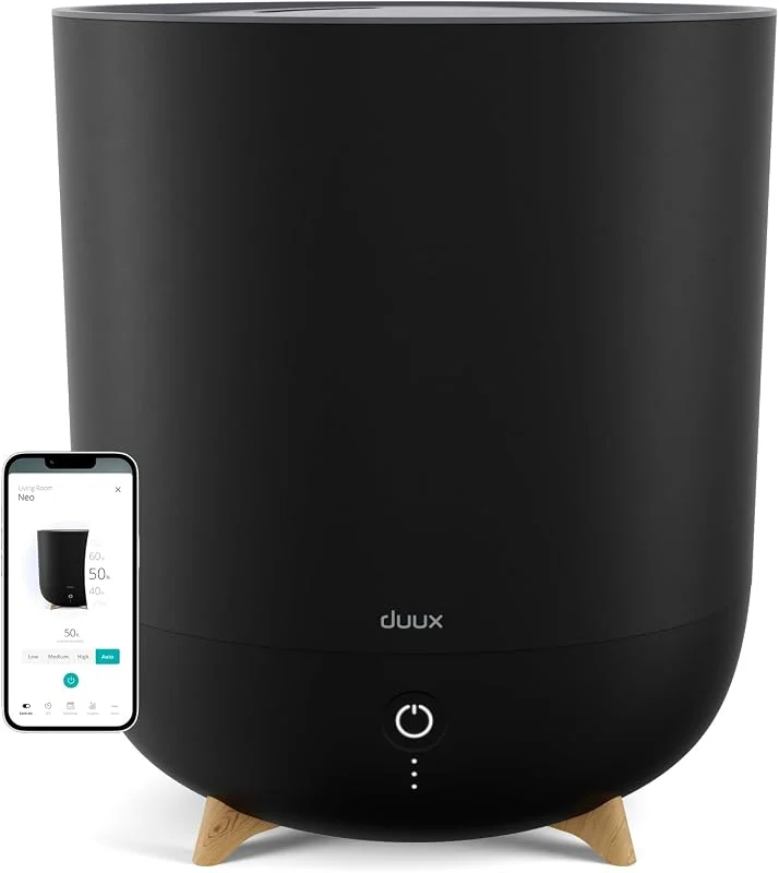 Duux Neo Ultrashall Luftbefeuchter Leise 5L - Smart Air Humidifier - Raumbefeuchter für Schlafzimmer, Kinderzimmer und Pflanzen - Schwarz