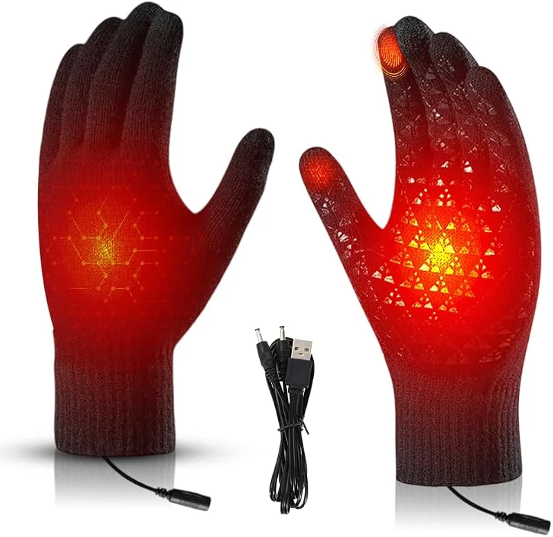 Beheizbare Handschuhe USB für Herren & Damen – Beheizte Handschuhe für Touchscreen, Elektrische mit Heizung, Wärmende beheizbar für Skifahren, Radfahren, Motorradfahren, Wandern — Heizkleidung