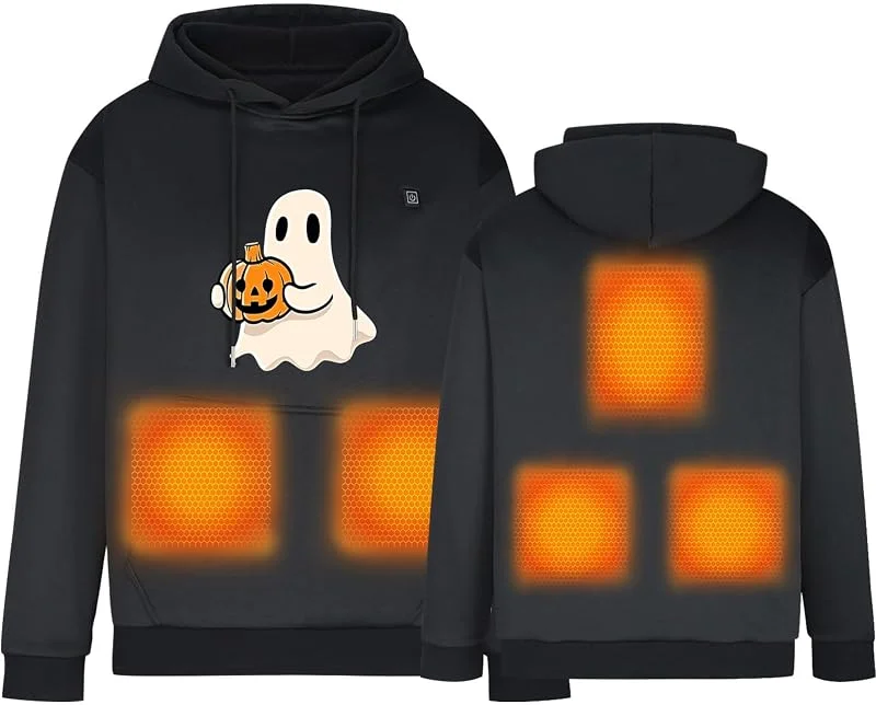 Beheizte Hoodie mit 5 Heizzonen Oberhemd, Beheizbare Herren Damen Wintermäntel Körperwärmer zum Outdoorarbeiten Weiche und Warme Beheizbare Langärmeliges Oberhemd Wärmende Sweatshirt für Weihnachten — Heizkleidung