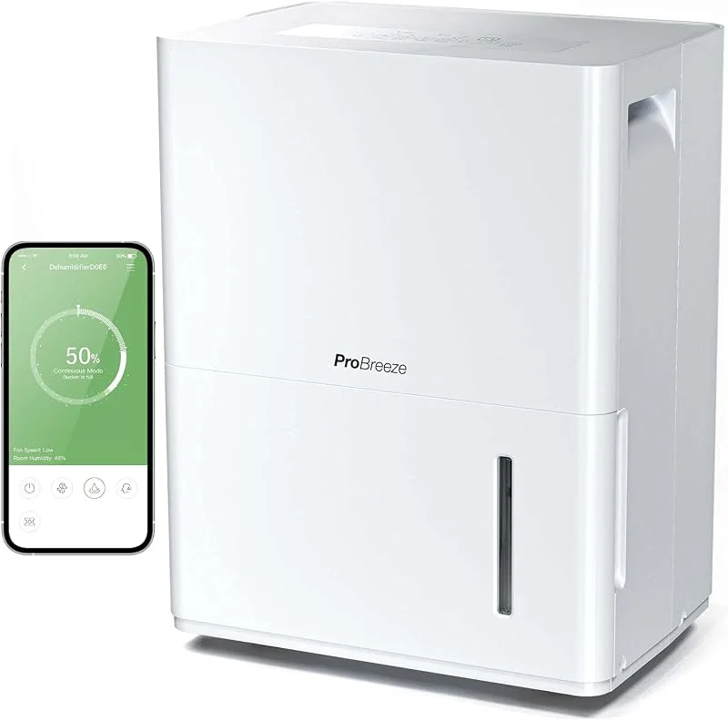 Pro Breeze Luftentfeuchter 30L, Tag mit App-Steuerung - Luftentfeuchter elektrisch mit WLAN-Verbindung, Feuchtigkeitssensor, Digitalanzeige, Timer, Ablaufschlauch - Gegen Feuchtigkeit, Schimmel — Luftbefeuchter
