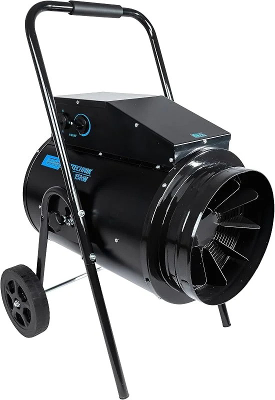 Güde Elektroheizgebläse GEH 15 (400 V, 15000 W Heizleistung, 2 Heizstufen (7500, 15000 W) + Ventilatorfunktion, 300 m³, h max. Raumheizvermögen, stufenloses Thermostat, Überhitzungsschutz, Fahrgriff) — Heizung Warmepumpe