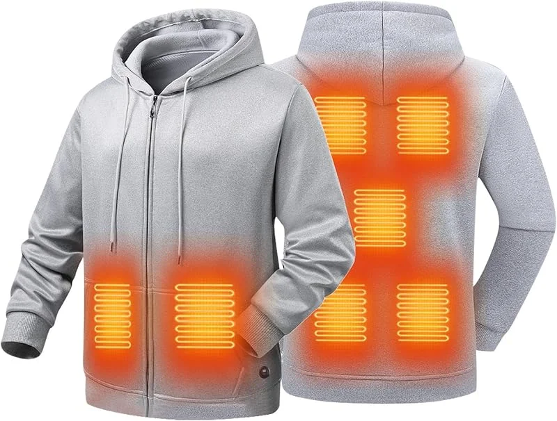Battnot Beheizbare Hoodie Herren Damen USB Elektrische Pullover Beheizbare Sweatjacke Winter Heizjacke mit 7 Heizzonen Hoody Männer mit Kapuze Elektrische Beheizte Kapuzenpullover Wärm Sweatshirts — Heizkleidung