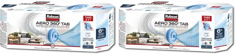 Rubson Nachfüllsubstrat Aero 360 für Luftentfeuchter, neutral, 6er Set Nachfüllung (Packung mit 2) — Küche & Haushalt