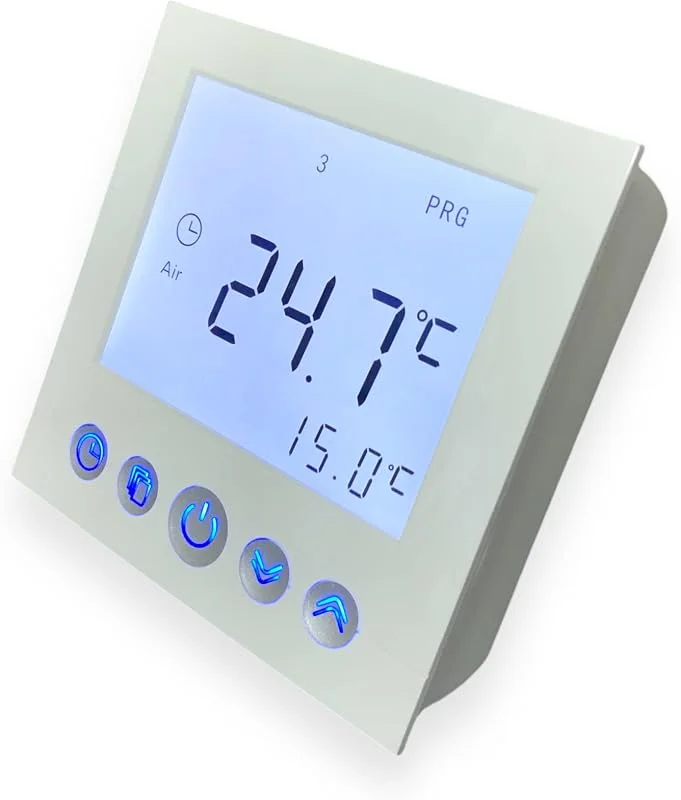 SM-PC®, Digital Thermostat Raumthermostat Fußbodenheizung Wandheizung LED weiß Aufputz #877 — Heizung Warmepumpe