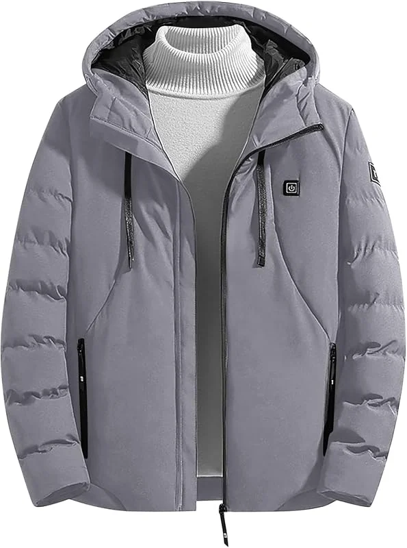 Beheizbare Jacke Herren Warme Dicke, Unisex 9 Zonen Single Kontroll Reißverschluss, Winterjacke USB Elektrische, Beheizte Warme Jacke mit Taschen Skijacke mit Wärmefunktion Heizjacke Weich Bequem — Heizkleidung