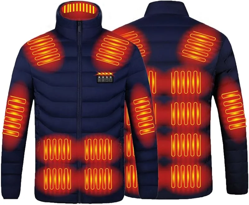 Battnot Heizjacke Herren Damen Beheizbare Jacke mit Heizung USB Elektrische Beheizte Jacke mit 21 Heizzonen Stehkragen Winterjacke Beheizbare Weste Pufferjacke Heizmantel Funktionsjacke Outdoorjacke — Heizkleidung