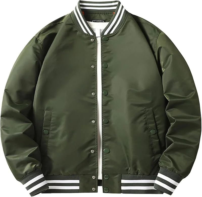 Herren Mode Cargo Varsity Jacken Leichte Baseball-Bomberjacken aus Baumwolle Gepolsterte Jacken mit durchgehendem Reißverschluss — Heizkleidung