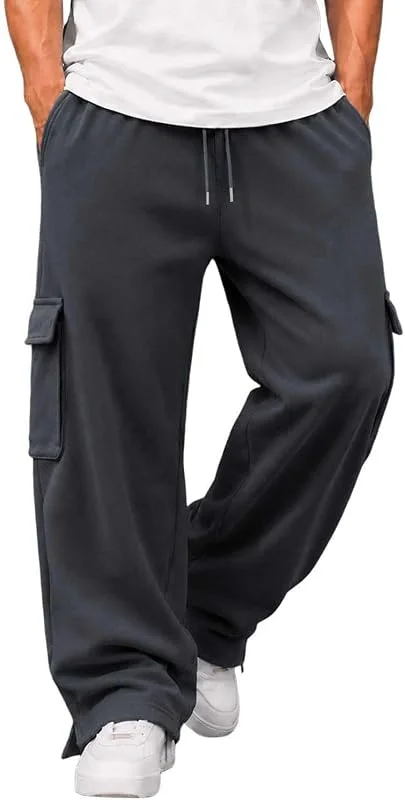 Cargo Jogginghose Herren Fleece Sporthose Trainingshose Warm Sweatpants — Heizkleidung