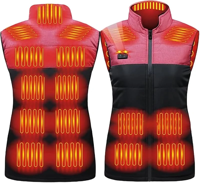 Neun Zonen Heizweste mit Doppelter USB-Steuerung Unisex Buntes Design für Herbst und Winter Intelligente Thermische Wiederaufladbare Freizeit Weich Bequem Outwear Klassisch — Heizkleidung