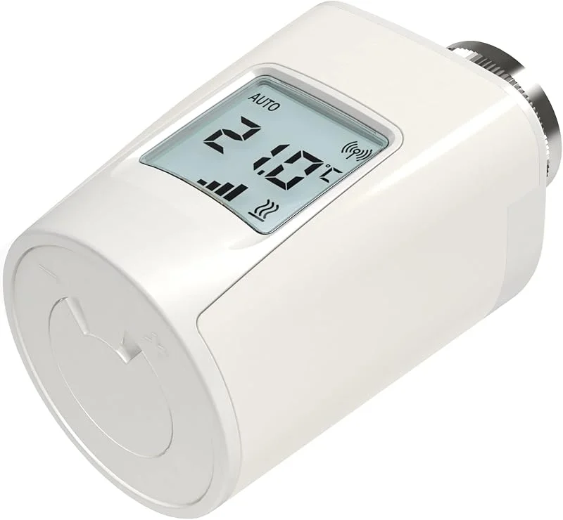 Essentials Heizkörperthermostat Energieautark BT, kompatibel mit Allen Heizungsventilen, Smart Home fähig, Keine Batterien nötig, 4 Heizintervalle, Tag, 1 Stück, Signal-Weiß, Weiß-Aluminium — Heizung Warmepumpe