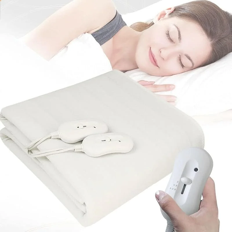 Elektrische Matratzenauflage für 2 Personen – schnelle Erwärmung, 3 Temperaturstufen, 2 Fernbedienungen, thermischer Komfort für Doppelbett (160 x 140 cm) – geringer Verbrauch, sicher, weiß — Heizung Warmepumpe
