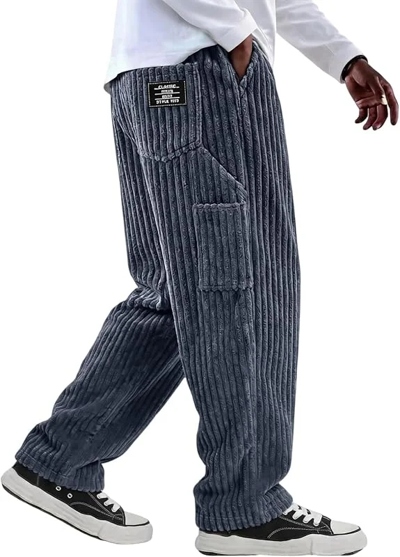 Generisch Jogginghose Herren Cord Sport Kordhose Weites Bein Stoffhose — Heizkleidung