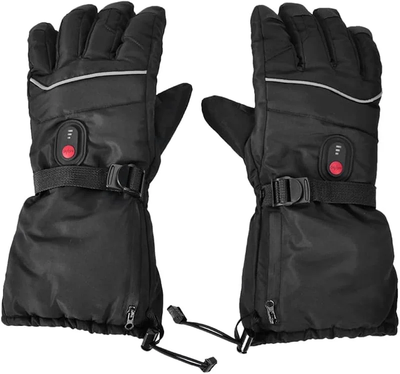 Beheizbare Herren Skihandschuhe mit Flexiblen Fingern, Schwarz — Heizkleidung