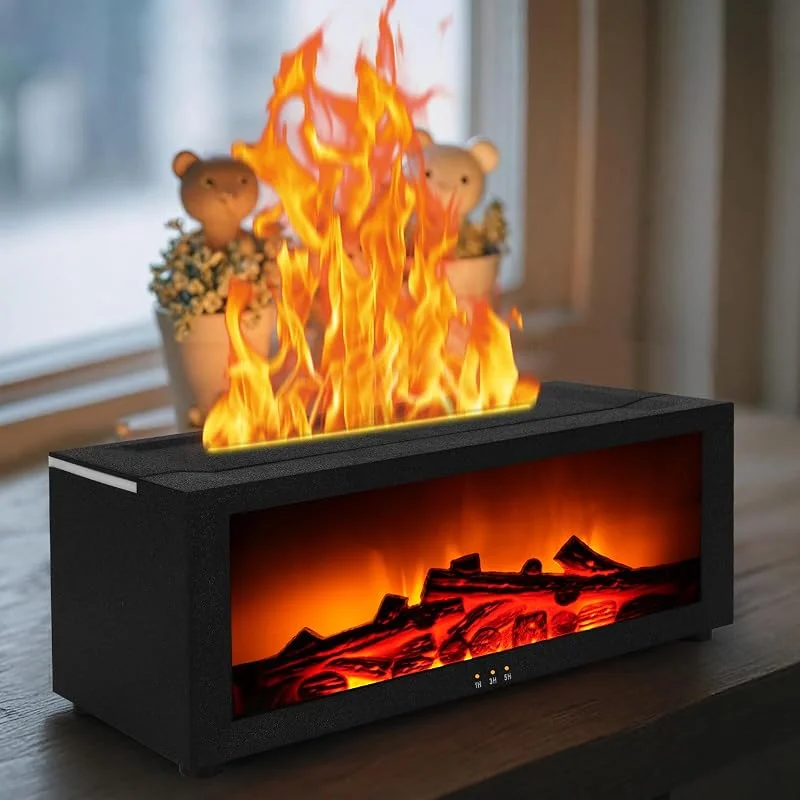 Diffuser Kamin, Aroma Diffuser mit Flammeneffekt und 7 Farben Licht — Luftbefeuchter