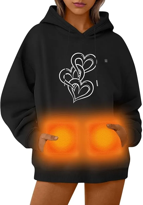 Beheizbarer Hoodie Damen Herren Kapuzenpullover Winter Beheizbare Pullover mit Kapuze Unisex Hoody Elektrische Beheizte Kapuzenpulli mit 5 Heizzonen Outdoor Heizjacke Heizweste Wärmende Sweatshirt — Heizkleidung