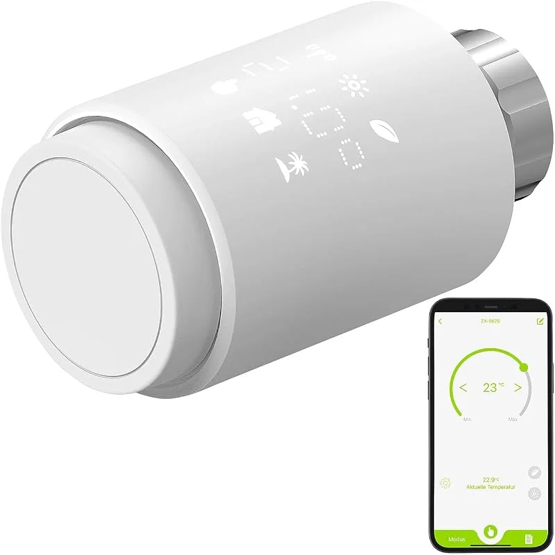 revolt Thermostat: Smartes ZigBee-Heizkörperthermostat, weltweite App-Steuerung, Display (Heizkörperventile, Heizkörper-Thermostat ZigBee, Frost) — Heizung Warmepumpe