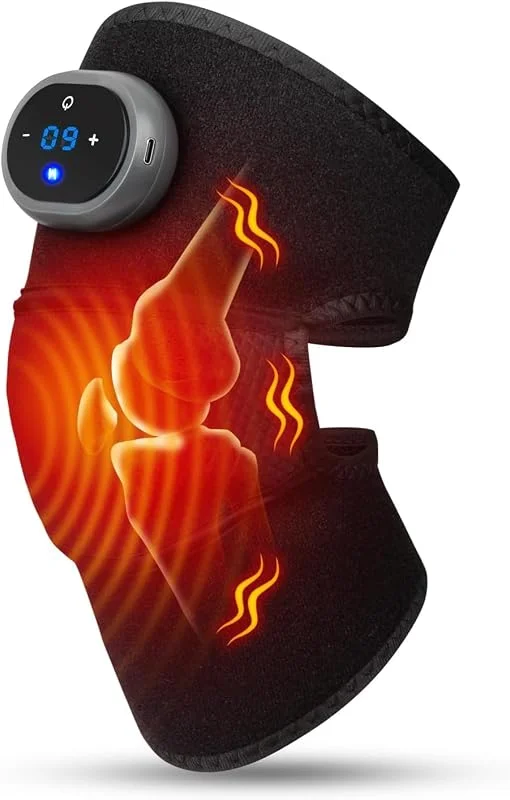 Knie Massager Kniemassagegerät mit Wärme und Vibration, Massage Schmerzlinderung für Gelenke Ellbogen Schulter Bänder und Muskelverletzungen, zwei verstellbare Bänder, für Familienhaus — Heizkleidung
