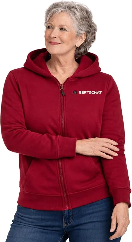 BERTSCHAT Beheizbare Hoodie Damen - Heizjacke - Heizpullover - Kapuzejacke mit powerbank - Fünf Heizzonen & DREI Heizstufen — Heizkleidung