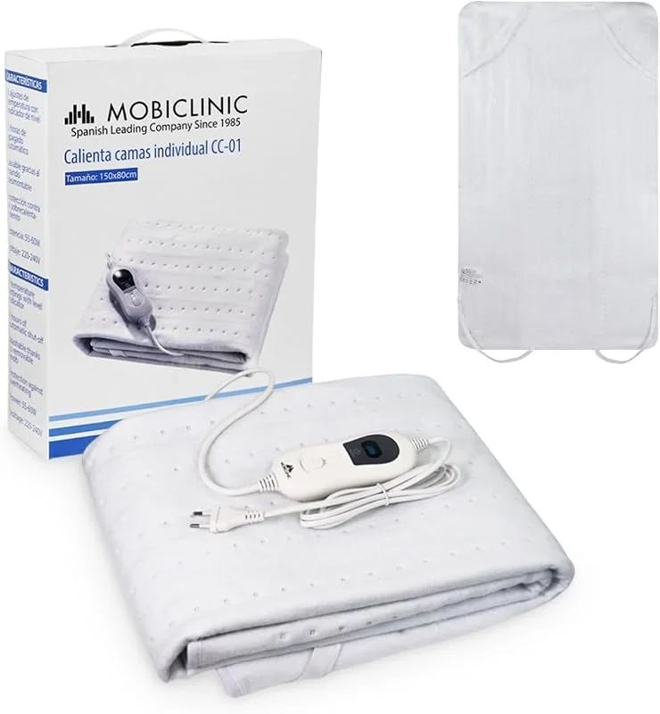 Mobiclinic®, Wärmeunterbett, Für einzelbetten, 150 x 80 cm, Europäische marke, Waschbar, Heizdecke mit 3 temperaturstufen, Elektrische, Anpassungsfähig, Farbe weiß — Heizung Warmepumpe