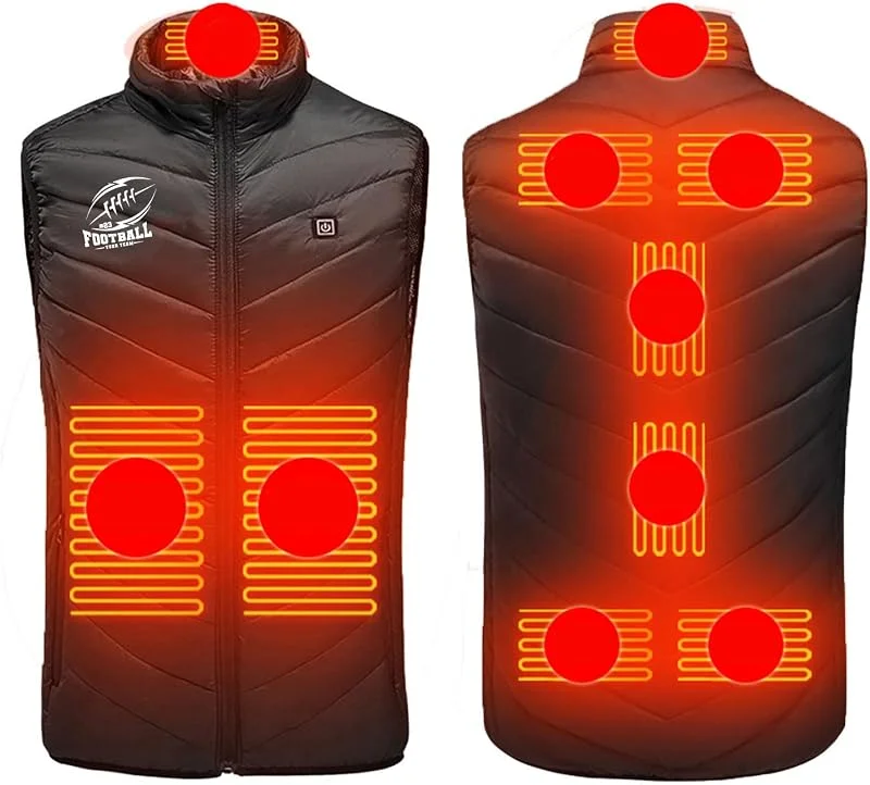 AEGJEGVD Beheizbare Weste Heizweste Herren Damen 9 Zonen Heizung 3 Temperaturregler Beheizte Weste (Ohne Powerbank) Winter Warme Heizweste für Outdoor Camping Skifahren — Heizkleidung