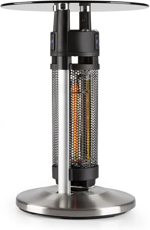 blumfeldt Primal Heat - Standheizstrahler, Stehtisch-IR-Heizer, Infrarotheizung, Stand Heizstrahler, Infrarotstrahler mit 1600 Watt, Infrarot-Annäherungssensoren, Höhe: 65 cm, Silber — Heizung Warmepumpe