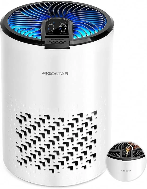 Aigostar Luftreiniger mit Aromafach, HEPA- & Aktivkohle-Filtersystem — Luftbefeuchter