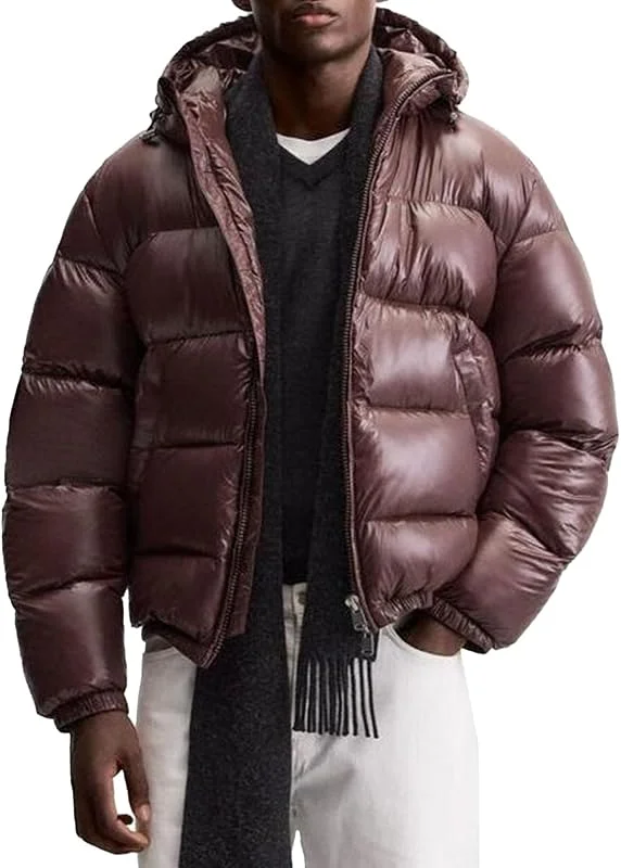 Winterjacke Herren Leicht Steppjacke mit Kapuze Puffer Jacke — Heizkleidung
