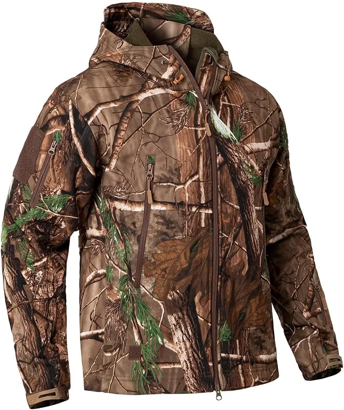 CARWORNIC Herren Outdoor Wasserdicht Soft Shell Hooded Tactical Jacke Warm Fleece Militär Wandern Jacke — Heizkleidung