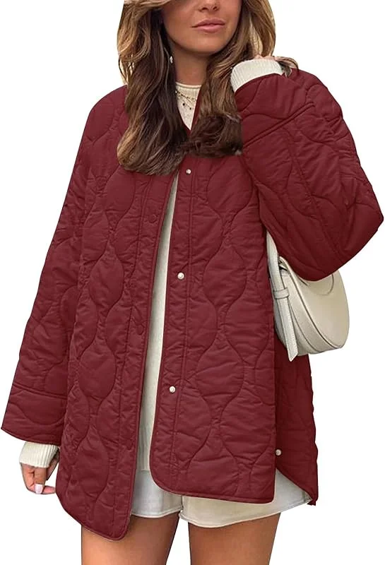 Ansenesna Übergangsjacke Damen Elegant Steppjacke Leicht Jacke Ohne Kapuze Damen-Jacken Oversize Stepp Mantel Frauen Mit Knöpfen Herbstjacke Leichte Steppmantel Damenjacken — Heizkleidung