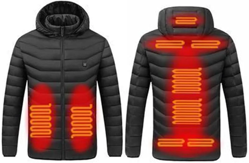 Herren Beheizbare Jacken Outdoor-Mantel USB-Aufladung Kapuzenjacken Warme Winter-Thermokleidung Powerbank Nicht Im Lieferumfang Enthalten — Heizkleidung
