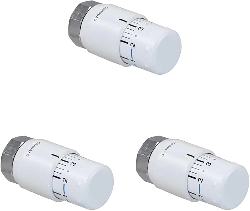 OVENTROP Thermostatkopf Uni SH 7-28 °C, 0 x 1-5 – flüssige Glühbirne, Modell weiß – 1012066 (Packung mit 3) — Heizung Warmepumpe