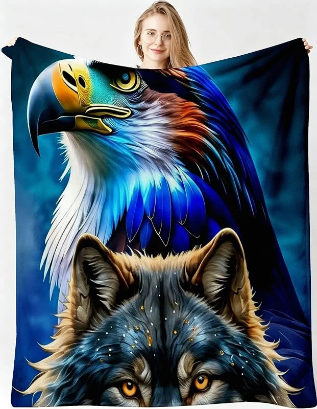 Kuscheldecke XXL 220x240 cm Adlerwolf für Sofa, Doppelbett-B108 — Heizung Warmepumpe