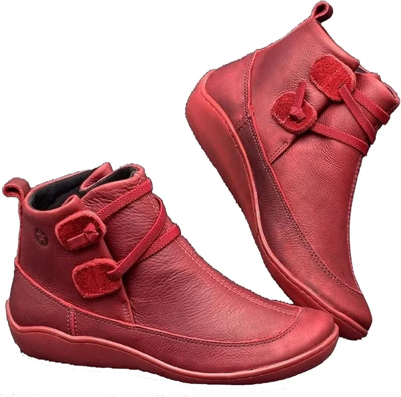 Generisch Flache Stiefeletten Für Damen, Schuhe Mit Fußgewölbeunterstützung Für Damen, Einfarbig Keilabsatz Rutschfeste Arbeitsstiefel Mit Seitlichem Reißverschluss — Heizkleidung
