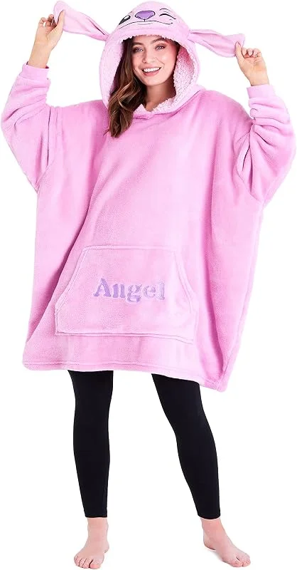 Disney Stitch Kapuzenpullover Damen Oversize Hoodie Decke mit Ärmeln Sherpa Weiche Warme und Komfortable Geschenke für Frauen Teenager — Heizkleidung