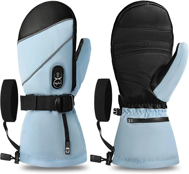 Day Wolf Beheizbare Handschuhe – Ski-Fäustlinge Herren, Damen, bis zu 10 Std. Wärme, wasserabweisend, USB-C PD-Schnellladen, 7, 4 V 3000 mAh Akku, 3 Heizstufen – für Skifahren & Snowboarden — Heizkleidung