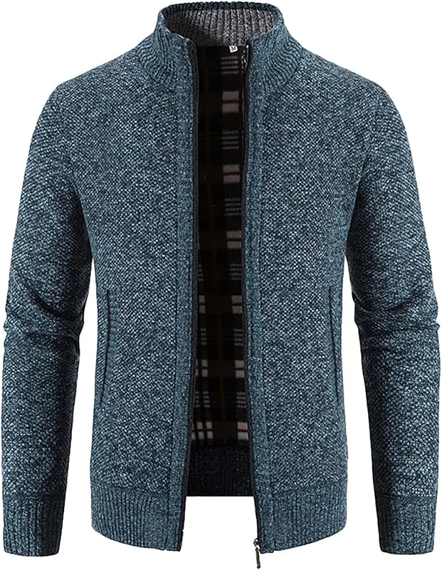 Générique Herrenjacke aus Velours, Radsport, bequem, langärmlig, Retro, warm, Cargo-Stil, Mantel, Fleece-Futter, 02 - Marineblau, XL — Heizkleidung