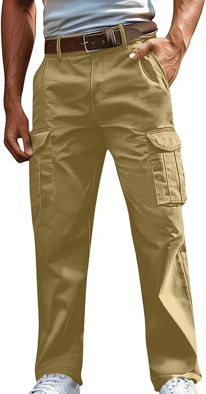Generisch Cargohose Herren Lange Cargo Hose mit Reißverschluss Männer Bequeme Outdoor Hosen Freizeithose mit Taschen Arbeitshose für Alltag Wandern Reisen Camping Streetwear — Heizkleidung