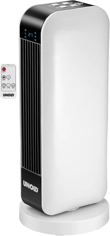Unold 86430 Keramik-Heizlüfter Design - 2000 W, Ventilation, Warmluft, Heißluft, 10°C bis 35°C, LED Display, 8-Stunden-Time, Überhitzungsschutz, 70° oszillierend — Heizung Warmepumpe
