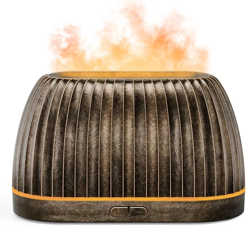 SoulOrigin Bronze Flamme Aromatherapie Ätherisches Öl Diffuser, Mit 7-Farbe LED-Lichter & Auto-Shut-Off, Ultraschall- für Zuhause, 120ml Samll Duft Diffuser für ätherische Öle - Gold — Luftbefeuchter