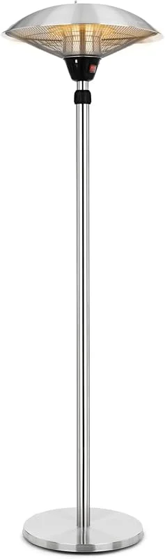 blumfeldt Heat Guard Standheizstrahler - Stand Heizstrahler mit 900, 1200 und 2100 W in 3 Stufen, höhenverstellbarer Infrarotstrahler, witterungsbeständig, Aluminium-Standfuß, 1, 8 m Kabel, Silber — Heizung Warmepumpe