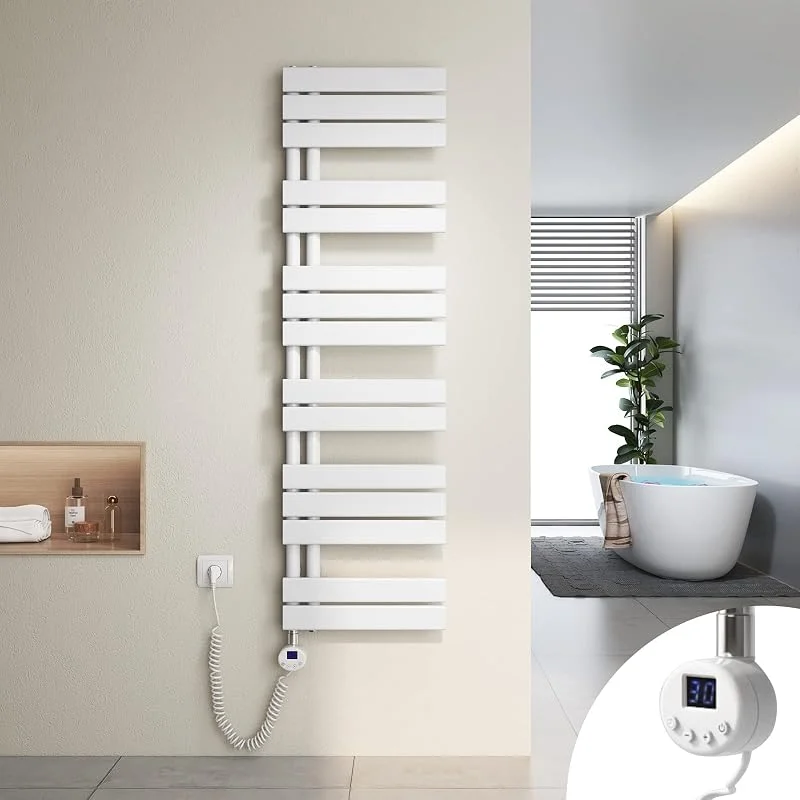Heilmetz Badheizkörper Elektrisch Heizkörper Bad mit Digitalem Thermostat Handtuchheizkörper mit Timer-Funktion 1385x400mm 600 Watt für Badezimmer, Wohnzimmer — Heizung Warmepumpe