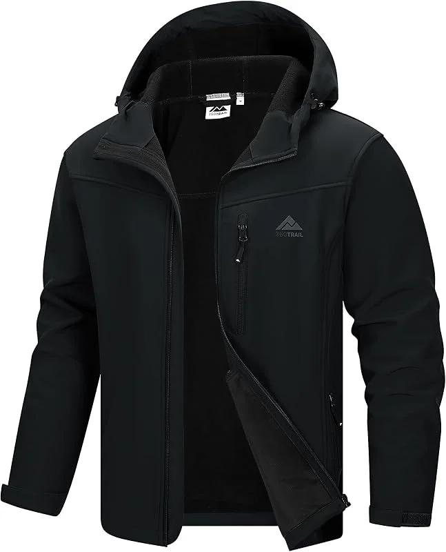 Softshelljacke Herren Wasserdicht Übergangsjacke Atmungsaktive Regenjacke Outdoorjacke Wanderjacke Funktionsjacke mit kapuze — Heizkleidung