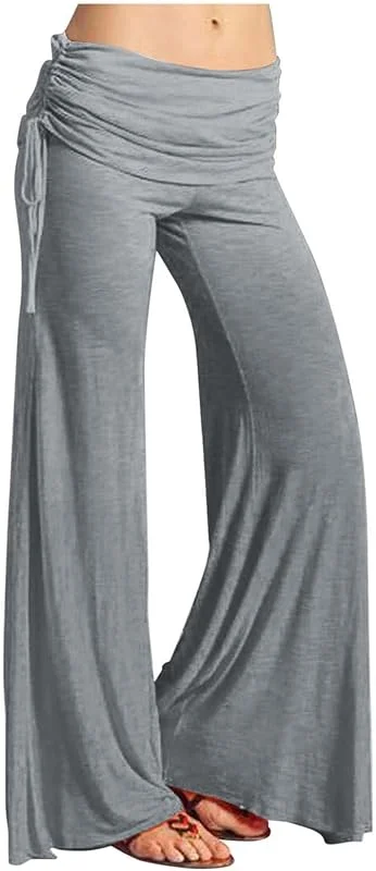 Cocila Lässige, lockere Damenhose mit niedriger Taille und weitem Bein, Kordelzug, elastische Taille, gerades Bein Sports Damen Hose 42 Weihnachtshose Thermohose Winter Lange Running Hosen Für — Heizkleidung