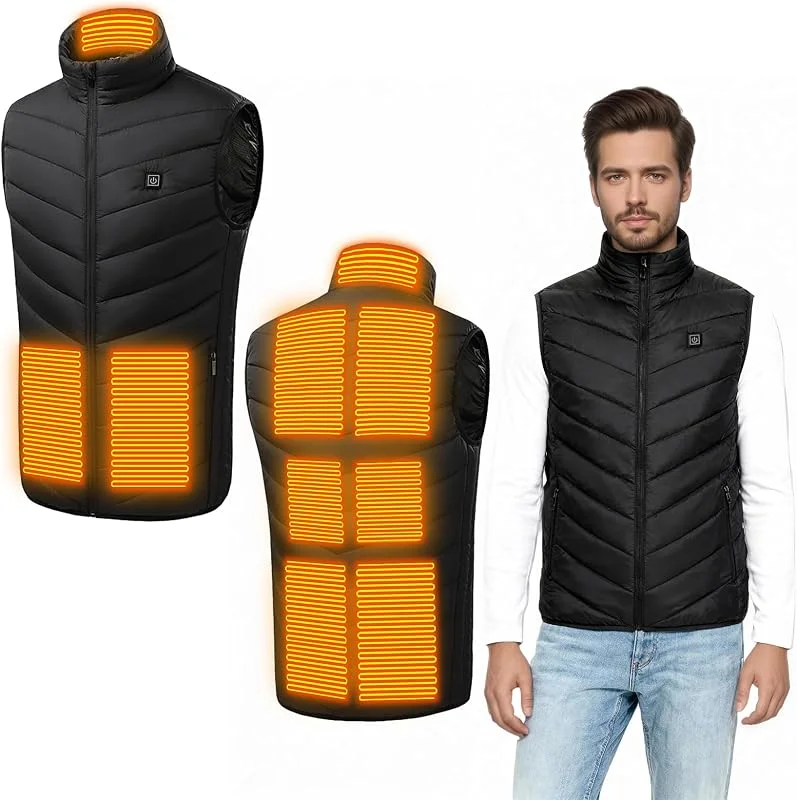 Herbst Beheizbare Weste Herren Damen, Heizweste Herren Damen mit 9 Heizzonen 3 Einstellbar Temperatur, Wärmeweste Unisex Beheizte Weste, Beheizbare Jacke für Wintersport Outdoor Wandern Heizjacke — Heizkleidung