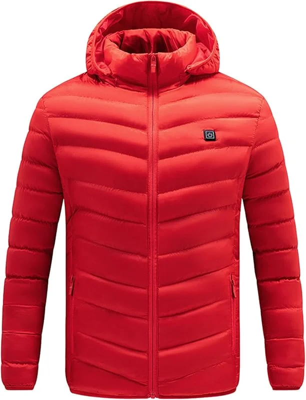 Beheizte Jacke mit Kapuze, Warme Steppjacke Heizjacke mit 13 Heizbereichen, Beheizbare Kapuzenjacke Herren Damen Wasserdicht Skifahren Motorrad Wintermäntel Körperwärmer zum Outdoorarbeiten — Heizkleidung